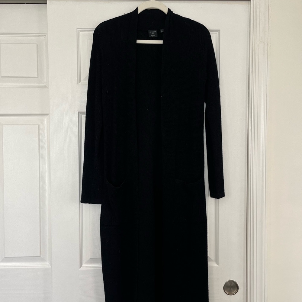 Elegant Black Long Cardigan Dress